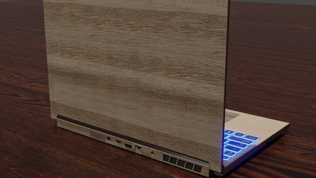 wooden laptop 木製のノートPC | 3D Model