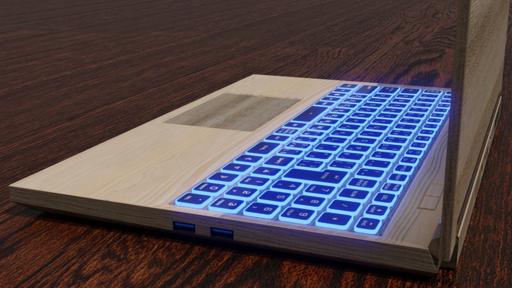 wooden laptop 木製のノートPC | 3D Model