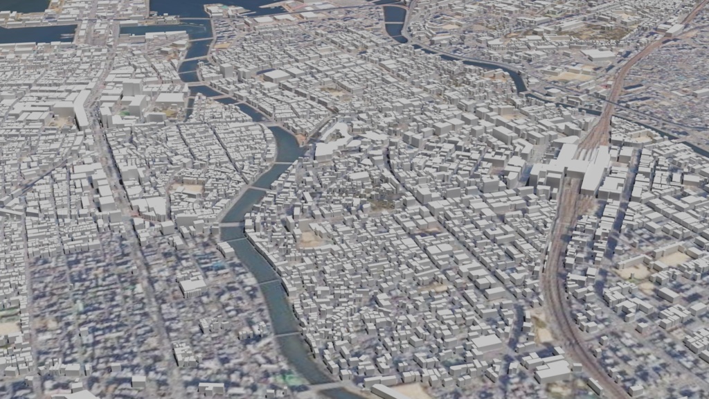 Fukuoka Hakata MAP 福岡博多駅周辺の広域3Dモデル | 3D Model