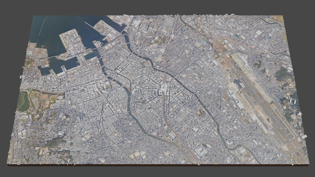 Fukuoka Hakata MAP 福岡博多駅周辺の広域3Dモデル | 3D Model