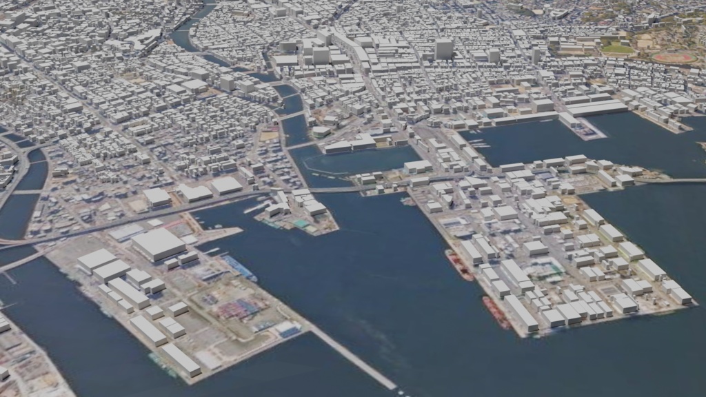 Fukuoka Hakata MAP 福岡博多駅周辺の広域3Dモデル | 3D Model