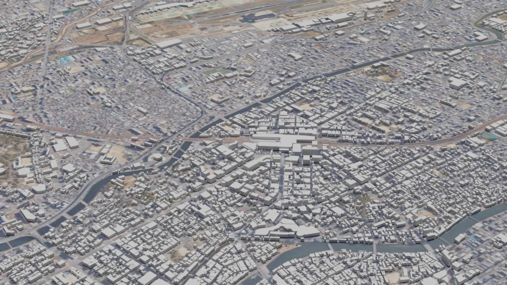 Fukuoka Hakata MAP 福岡博多駅周辺の広域3Dモデル | 3D Model