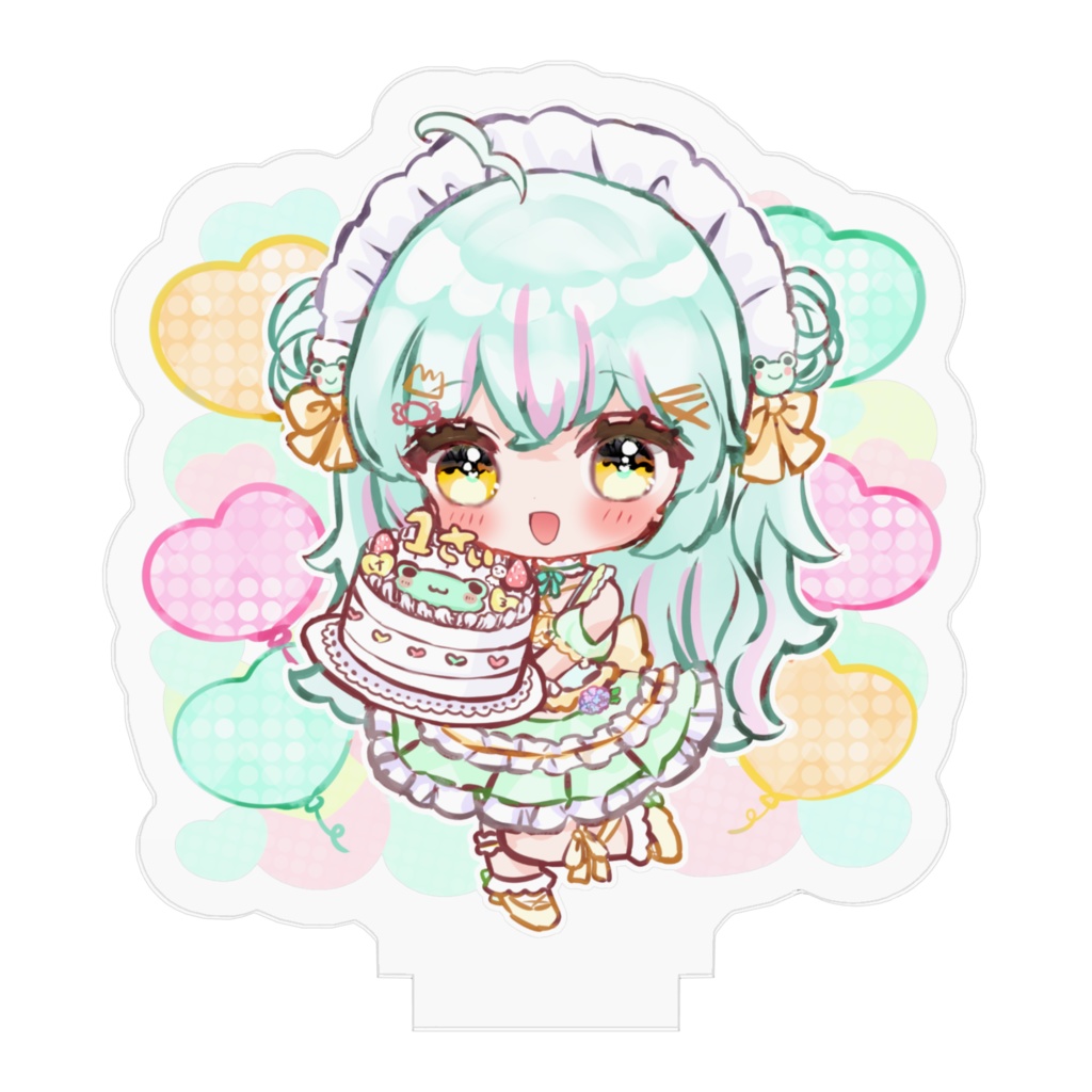 【雨音けろ1周年記念グッズ】まめぱんママ描き下ろし!バースデイちびアクスタ