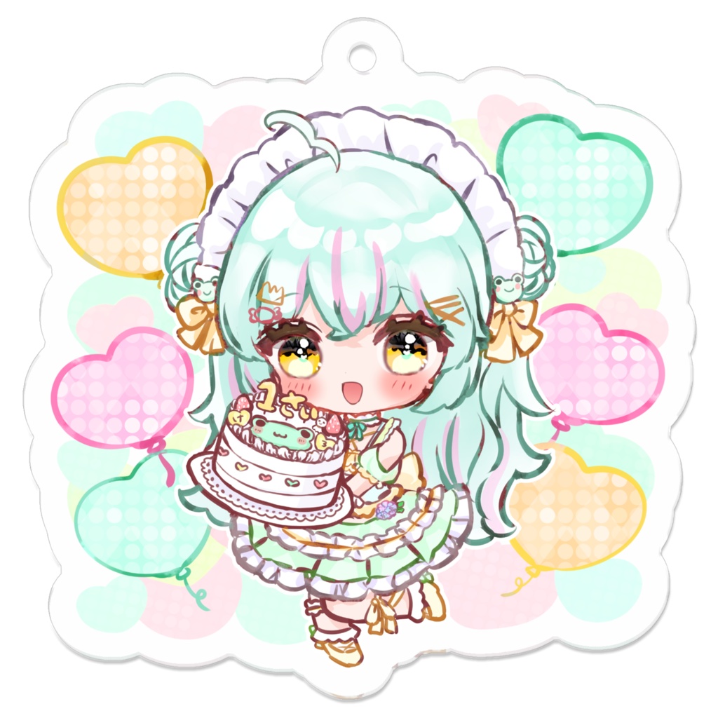 【雨音けろ1周年記念グッズ】まめぱんママ描き下ろし!バースデイちびアクキー