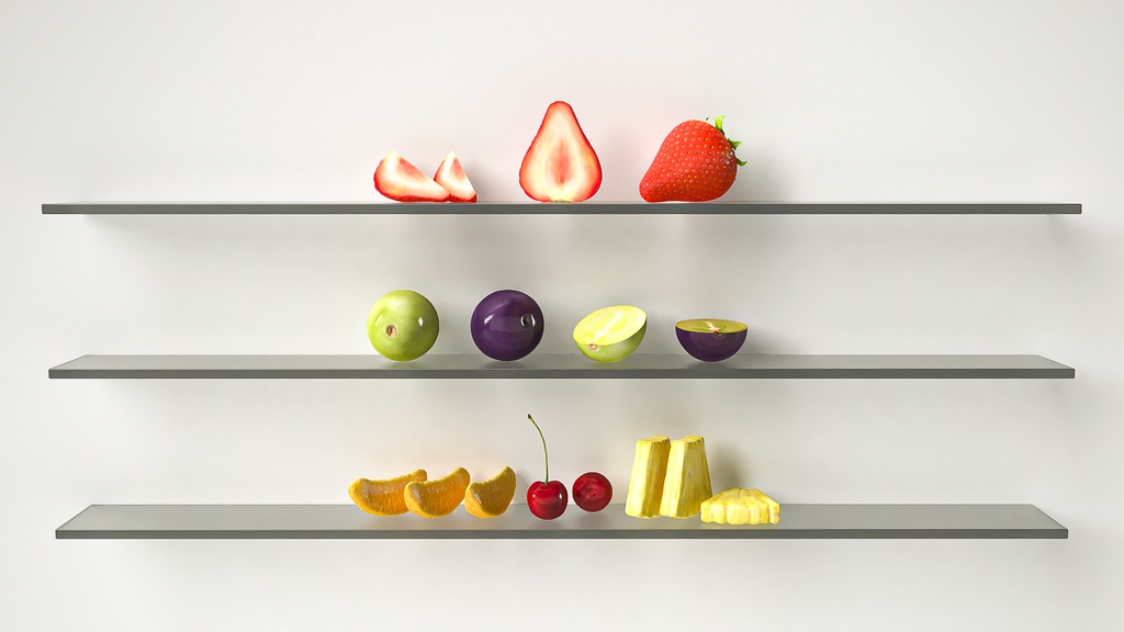 3D ハイポリ個別フルーツ5種類セット