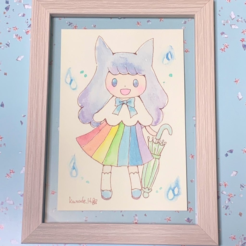 【額入り原画】虹の女の子ナナ