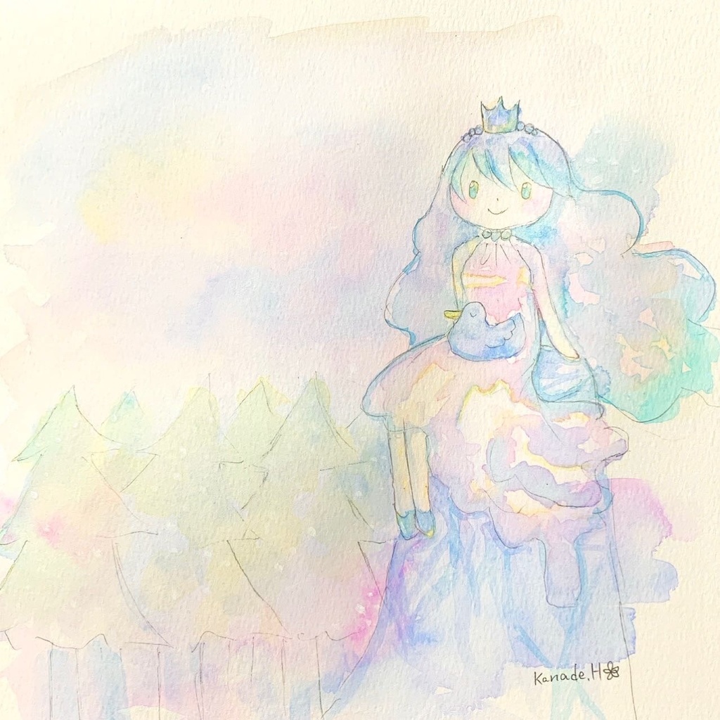 【額入り原画】氷の姫と青い鳥