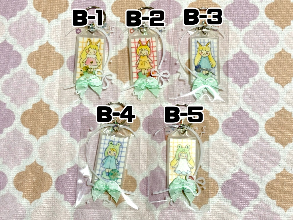 【原画キーホルダー】森の女の子(キツネ、カエル)