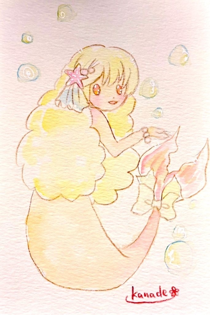 【ドローイング】人魚とリボン