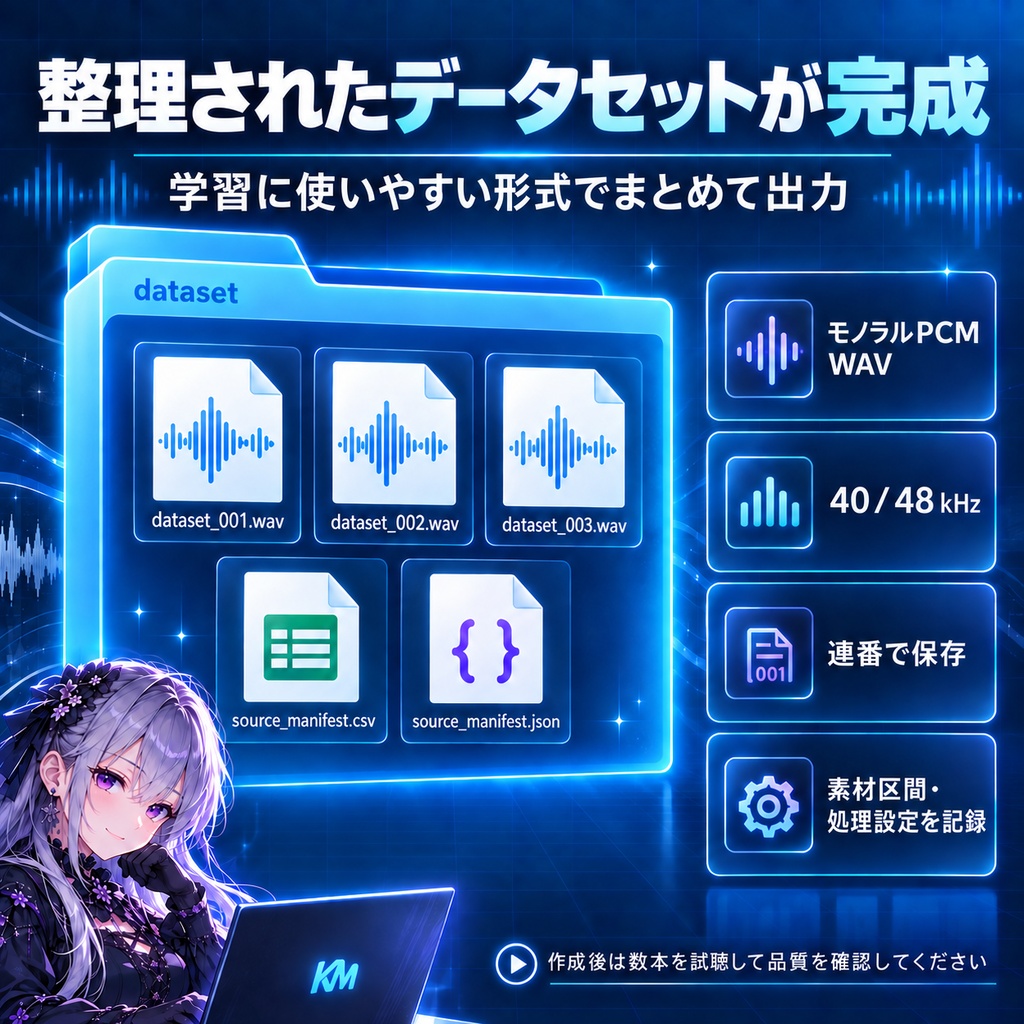 【音声学習向け】KM Voice Dataset Builder|音声・動画から学習用データセットをかんたん作成【ボーカル抽出・ノイズ除去】