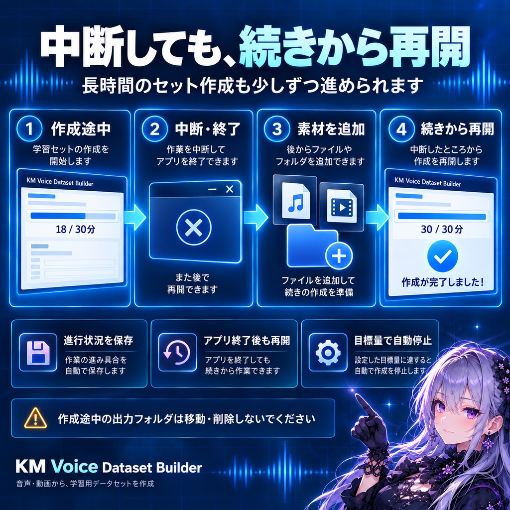 【音声学習向け】KM Voice Dataset Builder|音声・動画から学習用データセットをかんたん作成【ボーカル抽出・ノイズ除去】