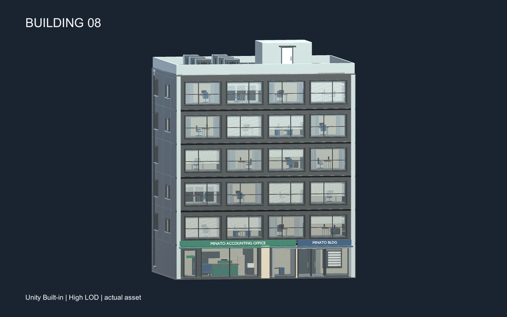 World3DWorks 日本の地方都市 建物セット Vol.2 / Japanese Local City Building Set Vol.2【Blender / Unity Built-in + URP / FBX】
