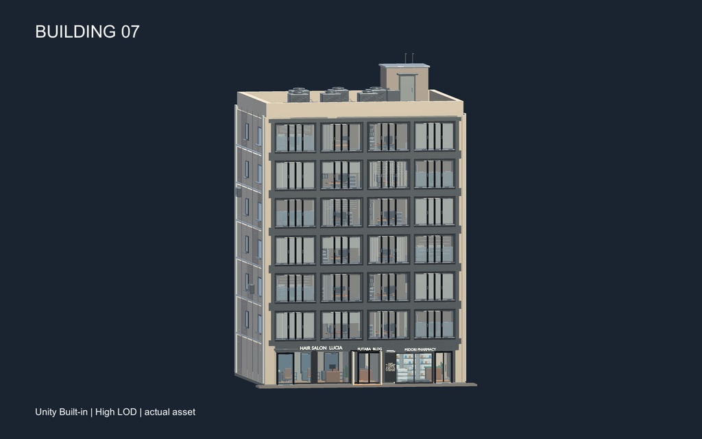 World3DWorks 日本の地方都市 建物セット Vol.2 / Japanese Local City Building Set Vol.2【Blender / Unity Built-in + URP / FBX】