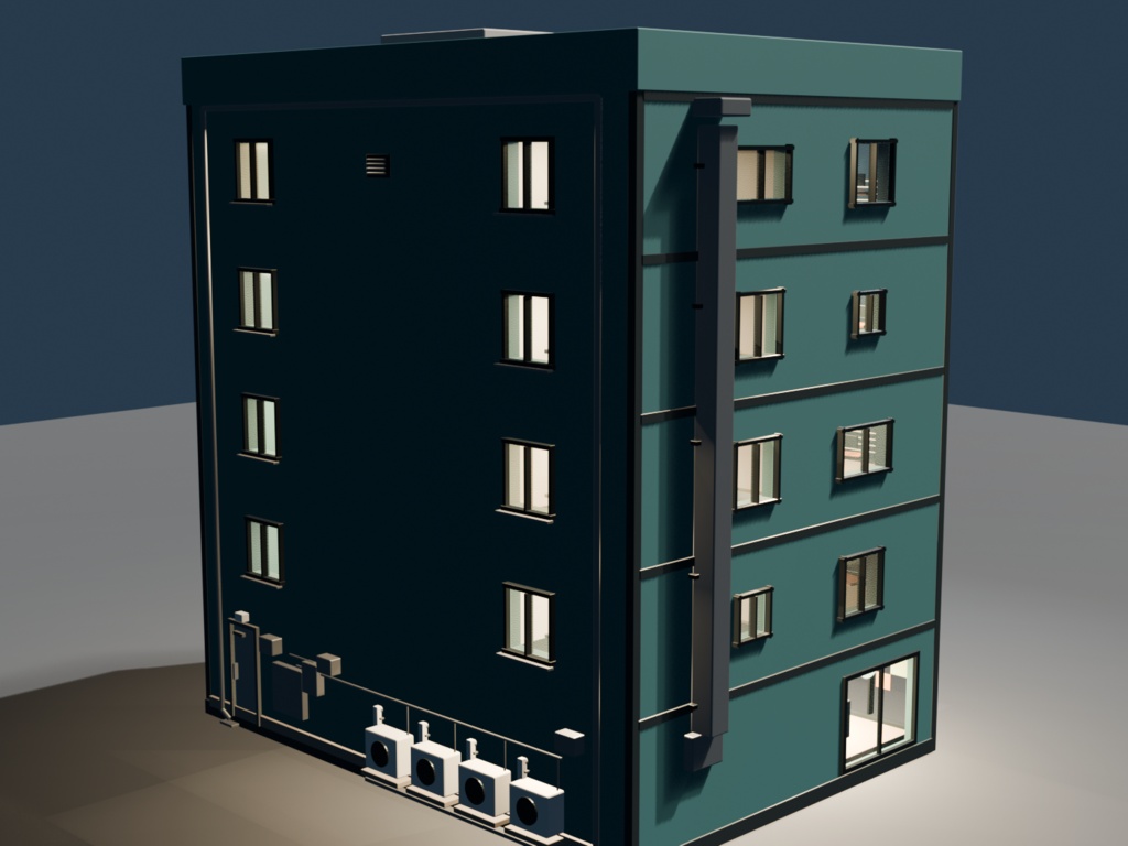 World3DWorks 日本の地方都市 お試しサンプル建物 A / Japanese Local City Sample Building A【Blender / FBX / Unity Built-in・URP】