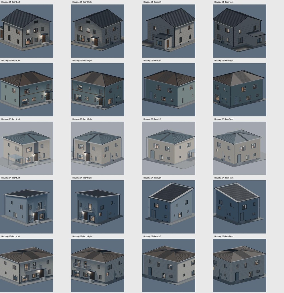 World3DWorks 日本の地方都市 Vol.3 住宅セットA / Japanese Local City Vol.3 Housing Set A【Blender / Unity Built-in + URP / FBX】