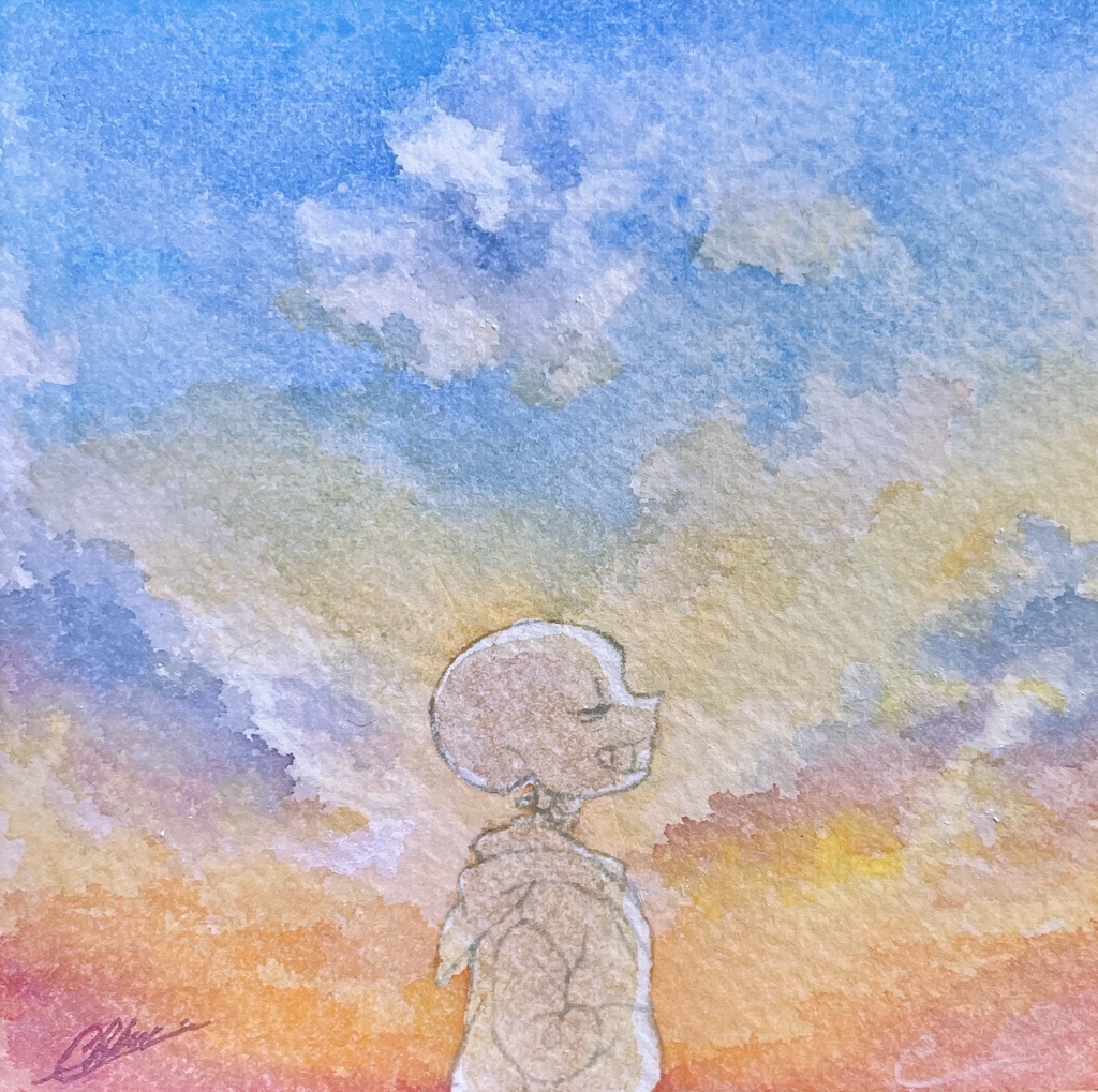 夕日　サンズ　ミニ色紙（おまけ付き）