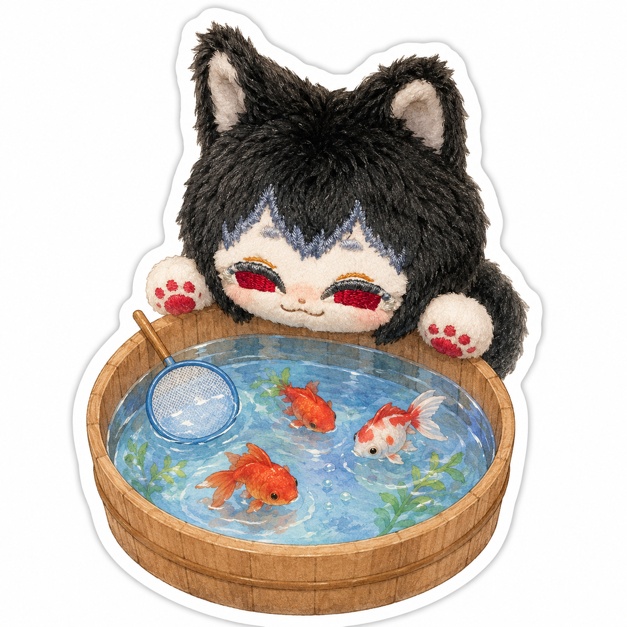 季節展示ステッカー【夏季限定・金魚すくい】