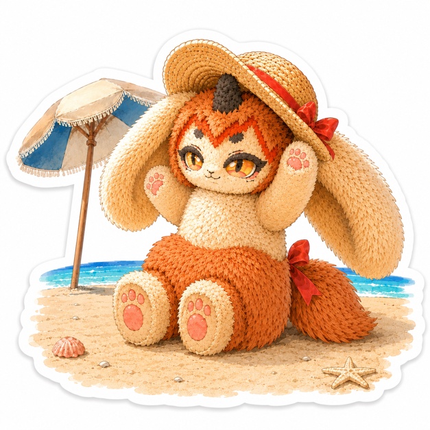 季節展示ステッカー【夏季限定・海辺ラパン】