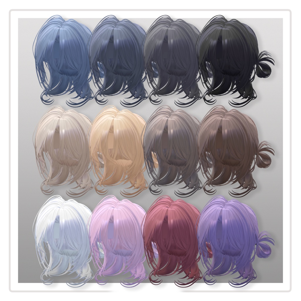 【VRChat Hair】アンニュイハーフアップ【5アバター対応】