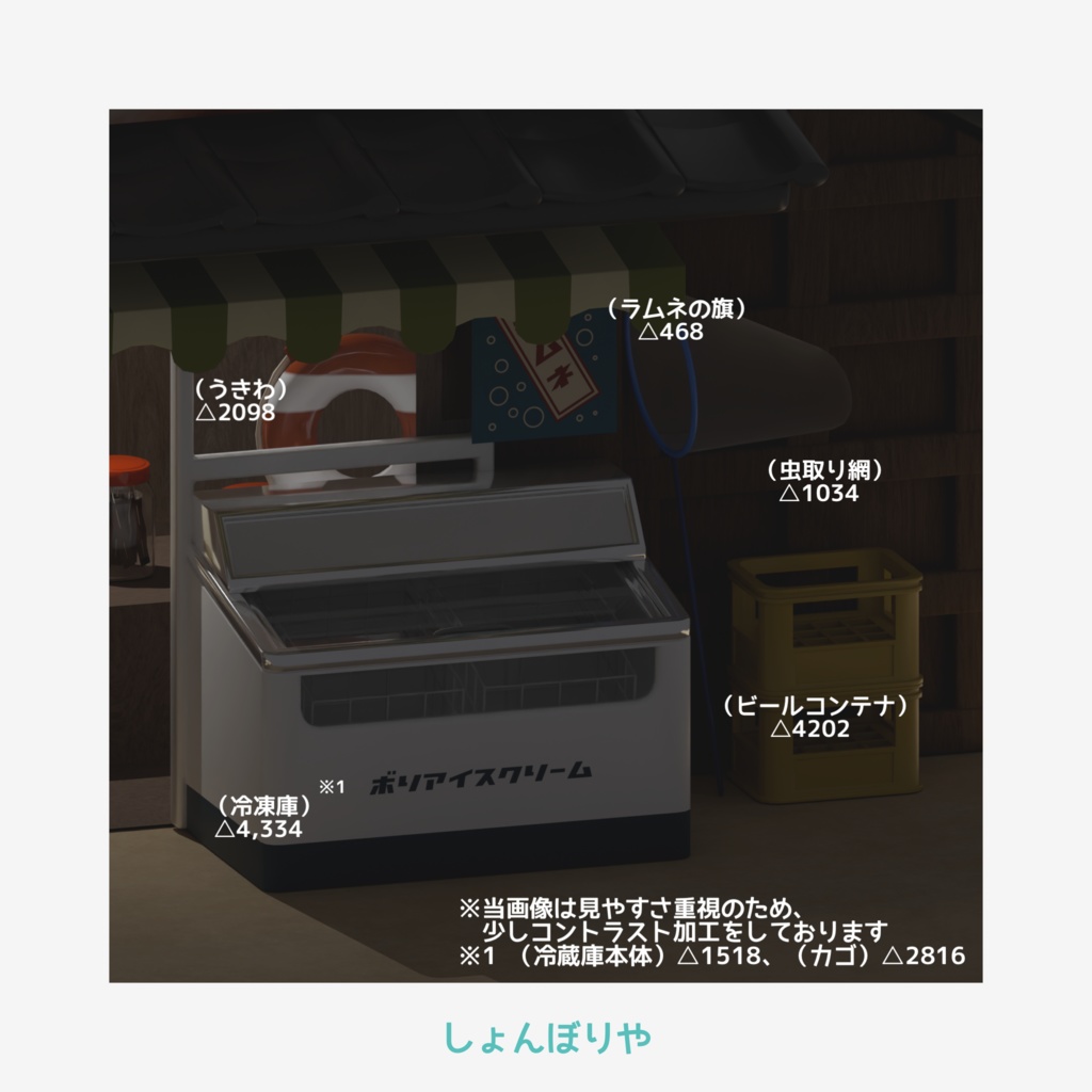 【 3Dモデル 】駄菓子屋 - 3D小道具16点セット -