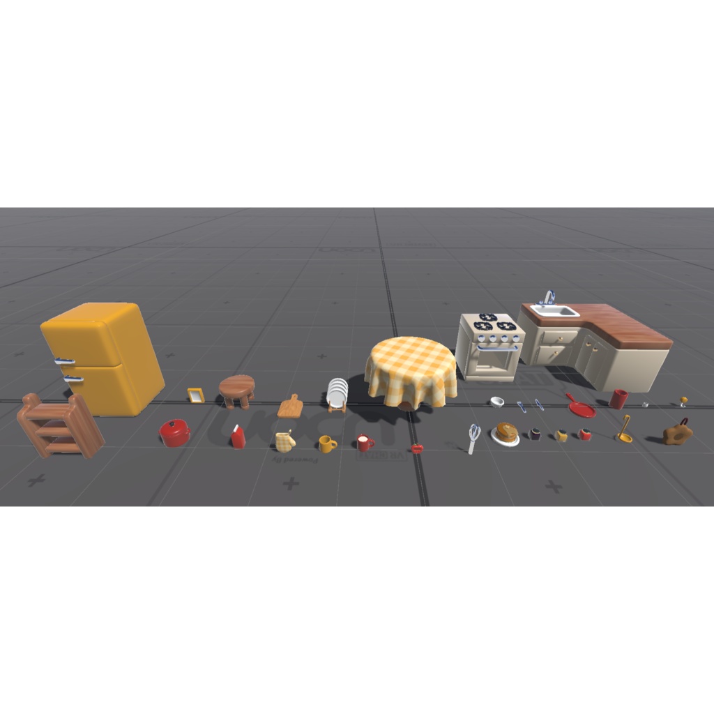 【 3Dモデル 】キッチン -3D小道具26点セット -