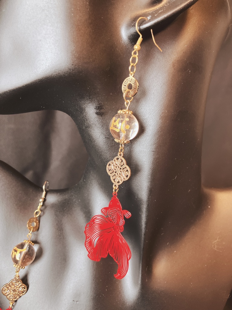 妖古耳飾り【呪符玉妖金魚】