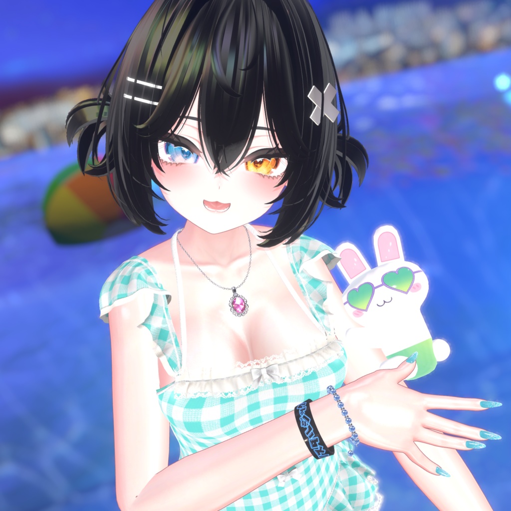 【ノスタルジックナイトプール2025開催記念グッズ】抱っこうさぎさんにんぎょう&ロゴ入りラバーバンド