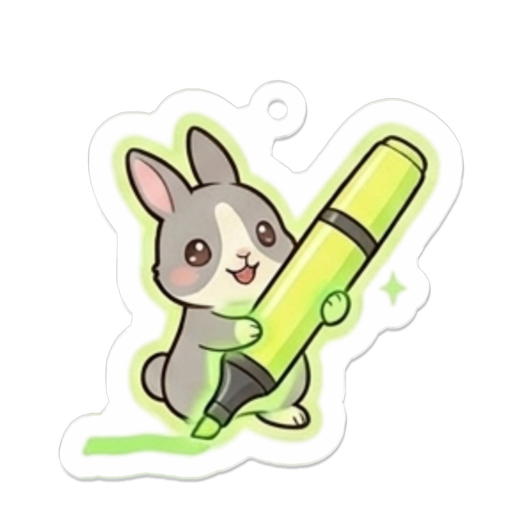 うさぎの文房具じかん｜文房具だいすき！ハチワレうさぎのキーホルダー