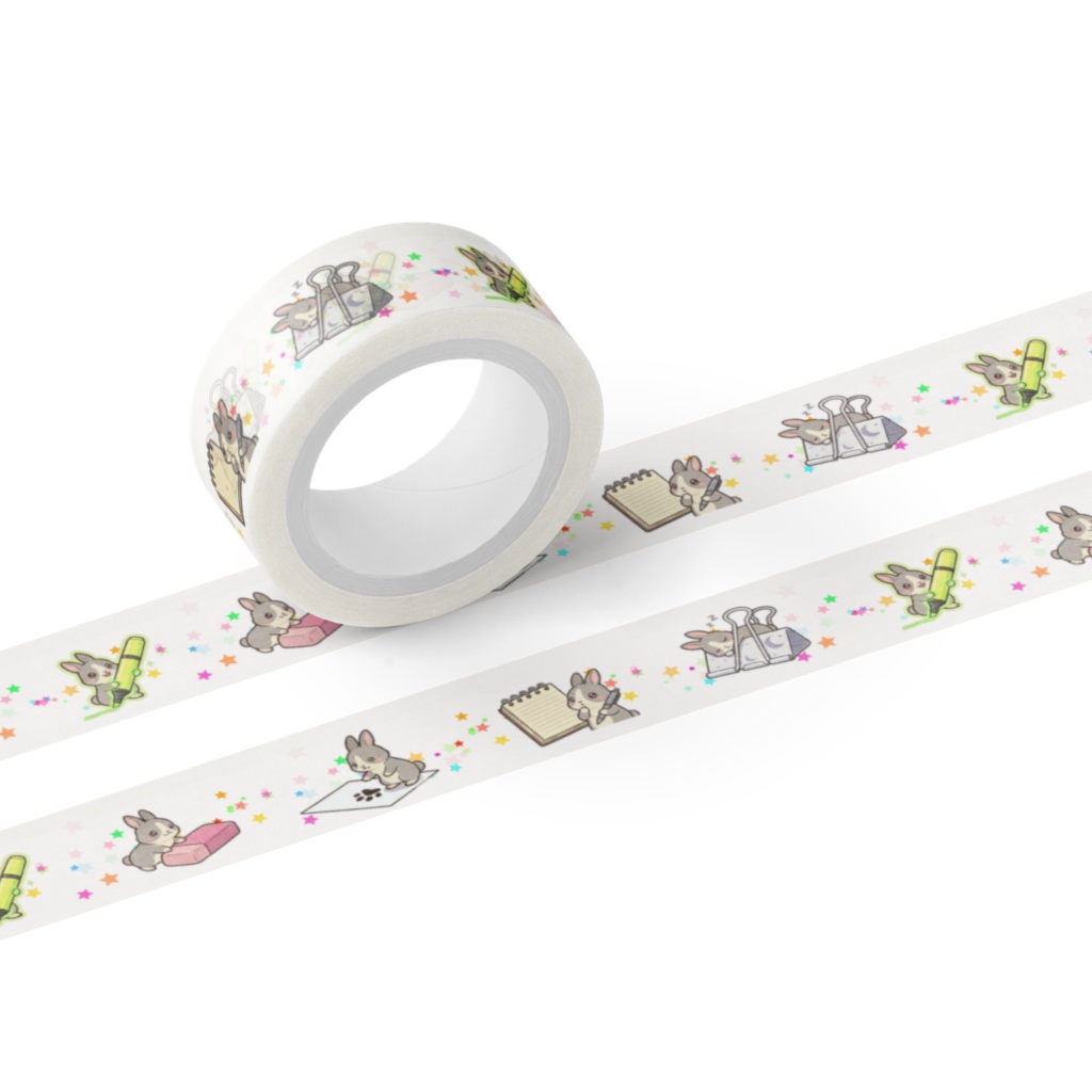 うさぎの文房具じかん|文房具だいすき！ハチワレうさぎのマスキングテープ