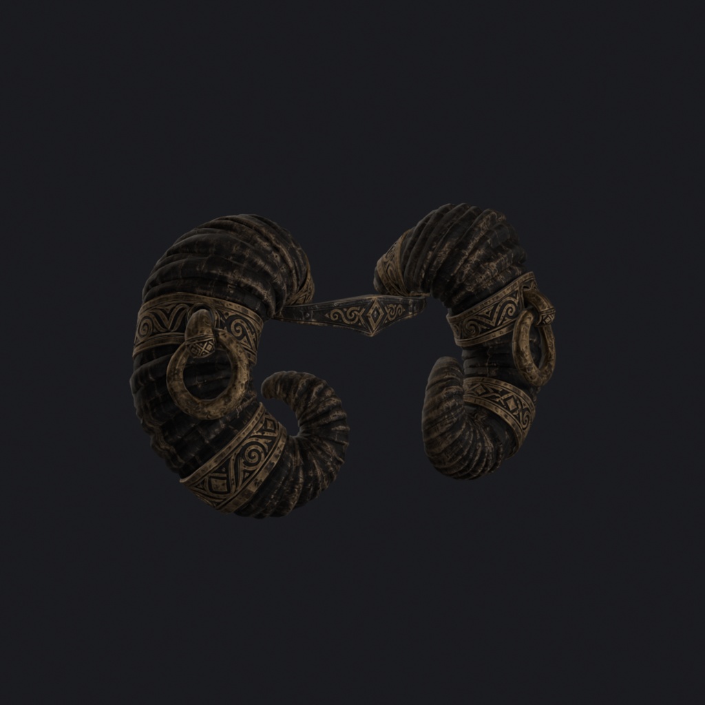 【MA対応】真鍮装飾の螺旋羊角 / Ornate Ram Horns