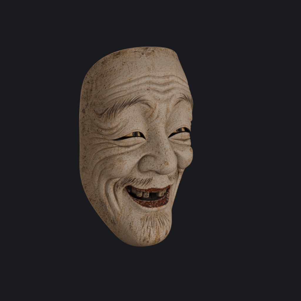 【MA対応】笑い翁の能面 / Laughing Noh Mask