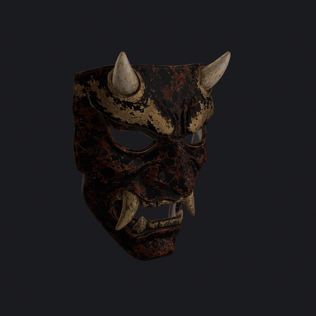 【MA対応】金箔漆の鬼面 / Gold Leaf Oni Mask