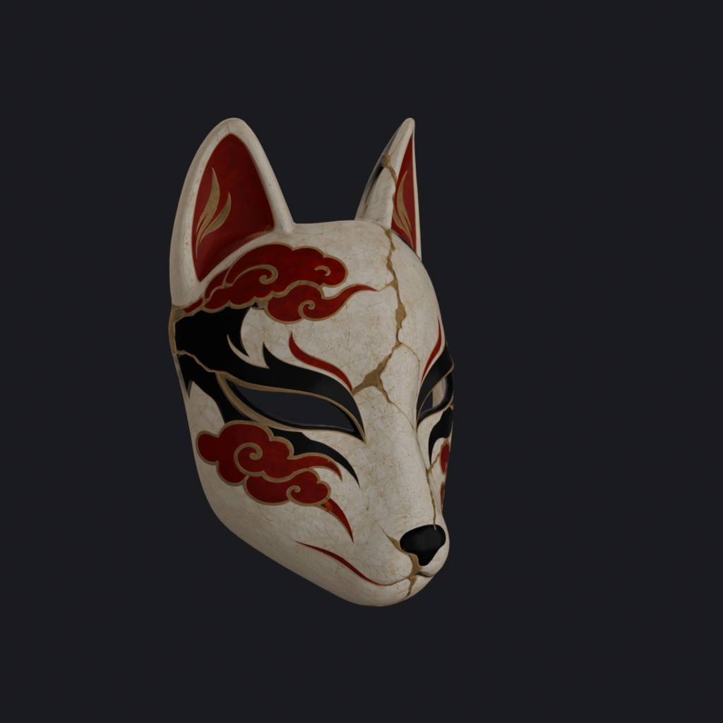 【MA対応】金継ぎ狐面 / Kintsugi Kitsune Mask