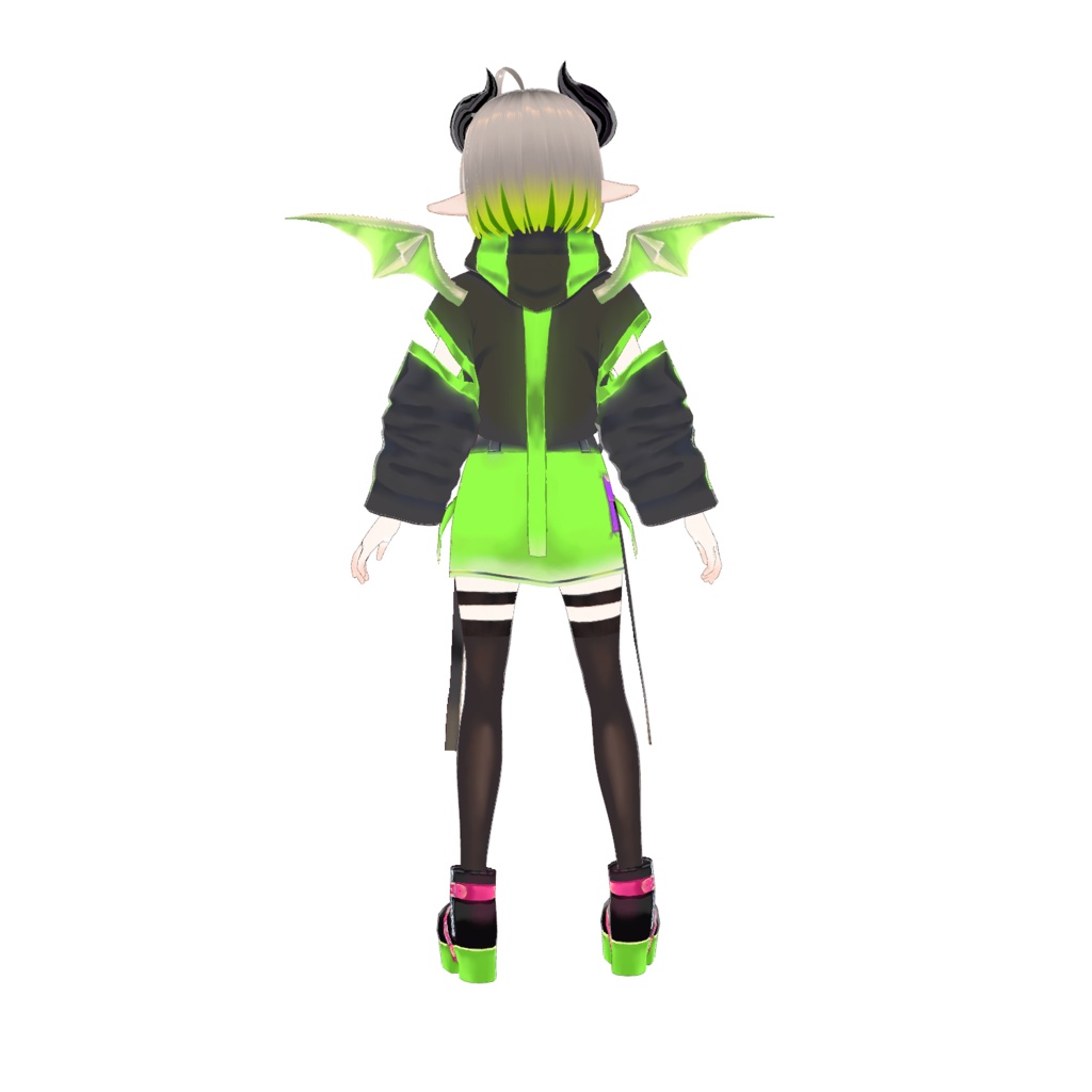【VRoid・VRM】サイバー×サキュバス「サキュちゃん002」オリジナル3Dモデル