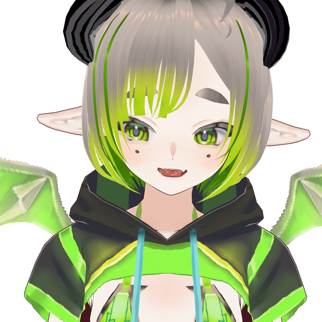 【VRoid・VRM】サイバー×サキュバス「サキュちゃん002」オリジナル3Dモデル