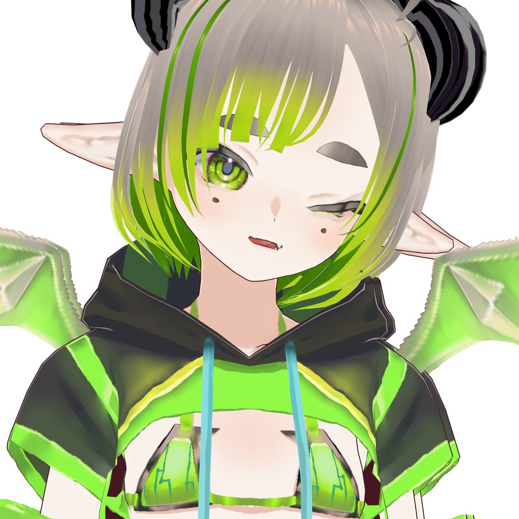 【VRoid・VRM】サイバー×サキュバス「サキュちゃん002」オリジナル3Dモデル