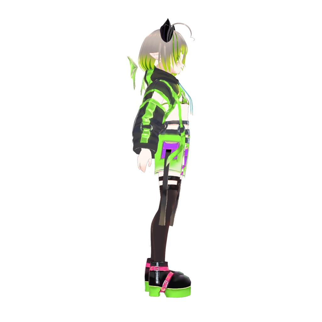 【VRoid・VRM】サイバー×サキュバス「サキュちゃん002」オリジナル3Dモデル
