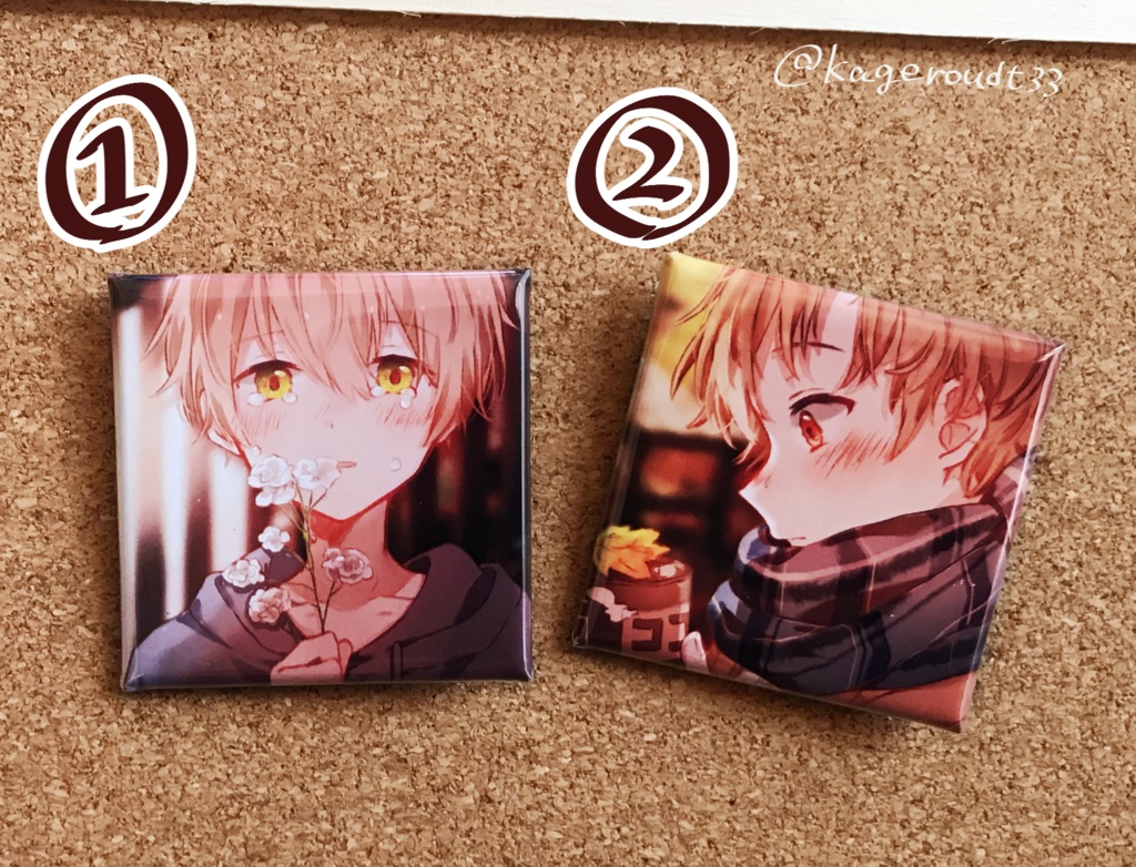 憂と秋の正方形缶バッチ