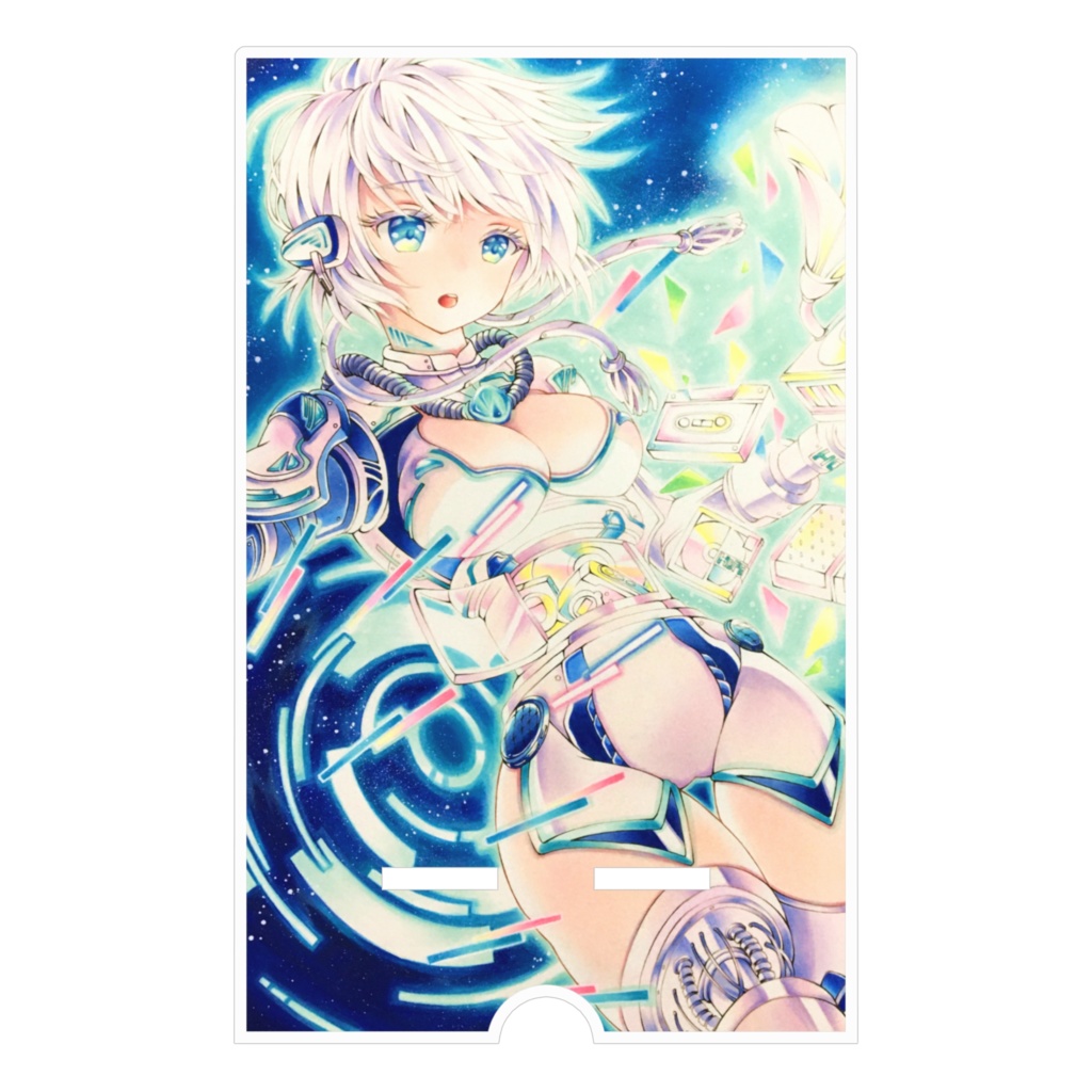 アクリルスマホスタンド*オリジナルアナログ手描きイラスト『古き日を想う』100mm×160mm