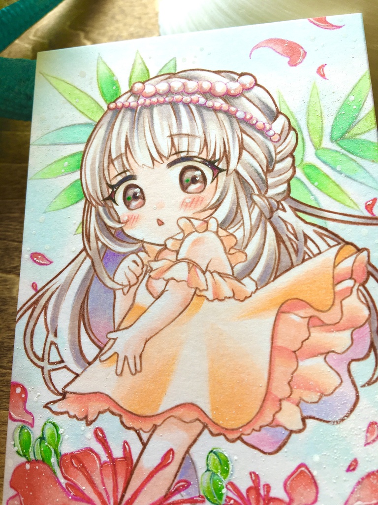 【ATCミニ原画】オリジナル手描きイラスト*『mini poinciana』(64mm×89mm)*アナログ*コピック*