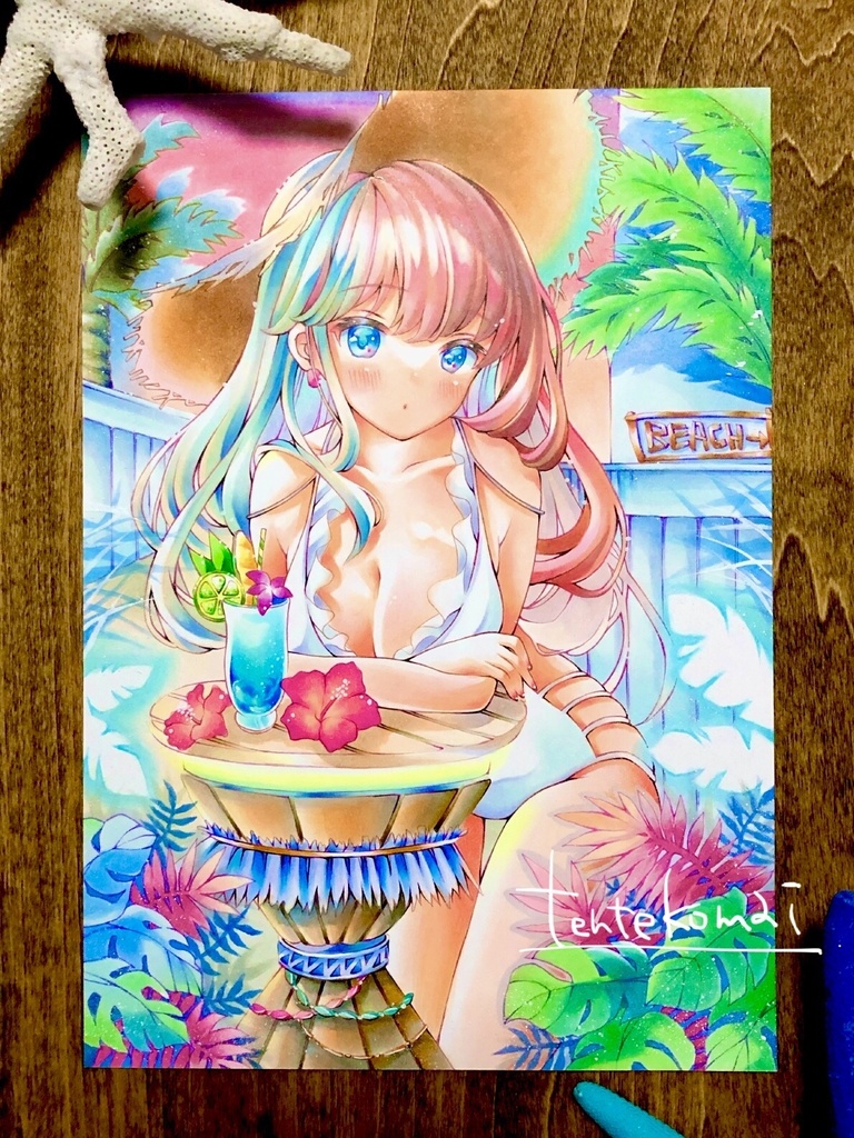 【原画】『summer sunset』*A5*コピック創作*オリジナル*同人*アナログ絵