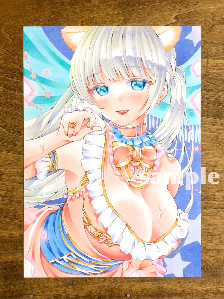 【原画】A5オリジナル手描きイラスト*『kemomimi*fancy』* アナログ*コピック*