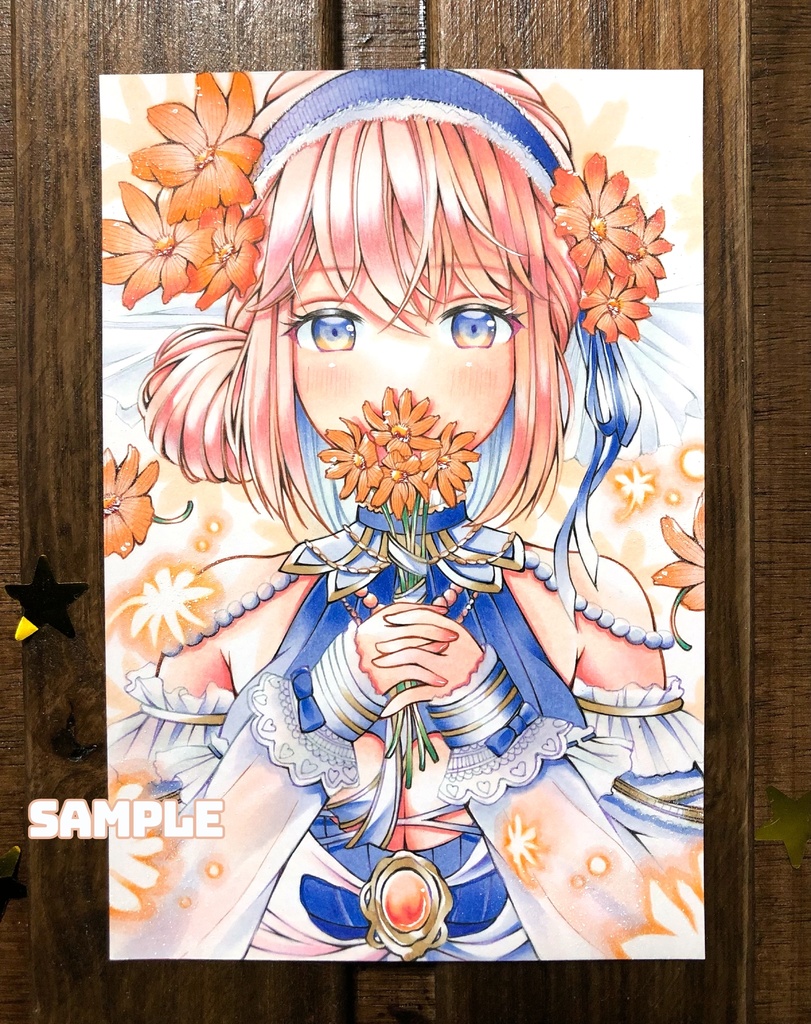 【原画】『salvia blue』＊ポストカード＊コピック創作＊オリジナル＊同人＊アナログ絵