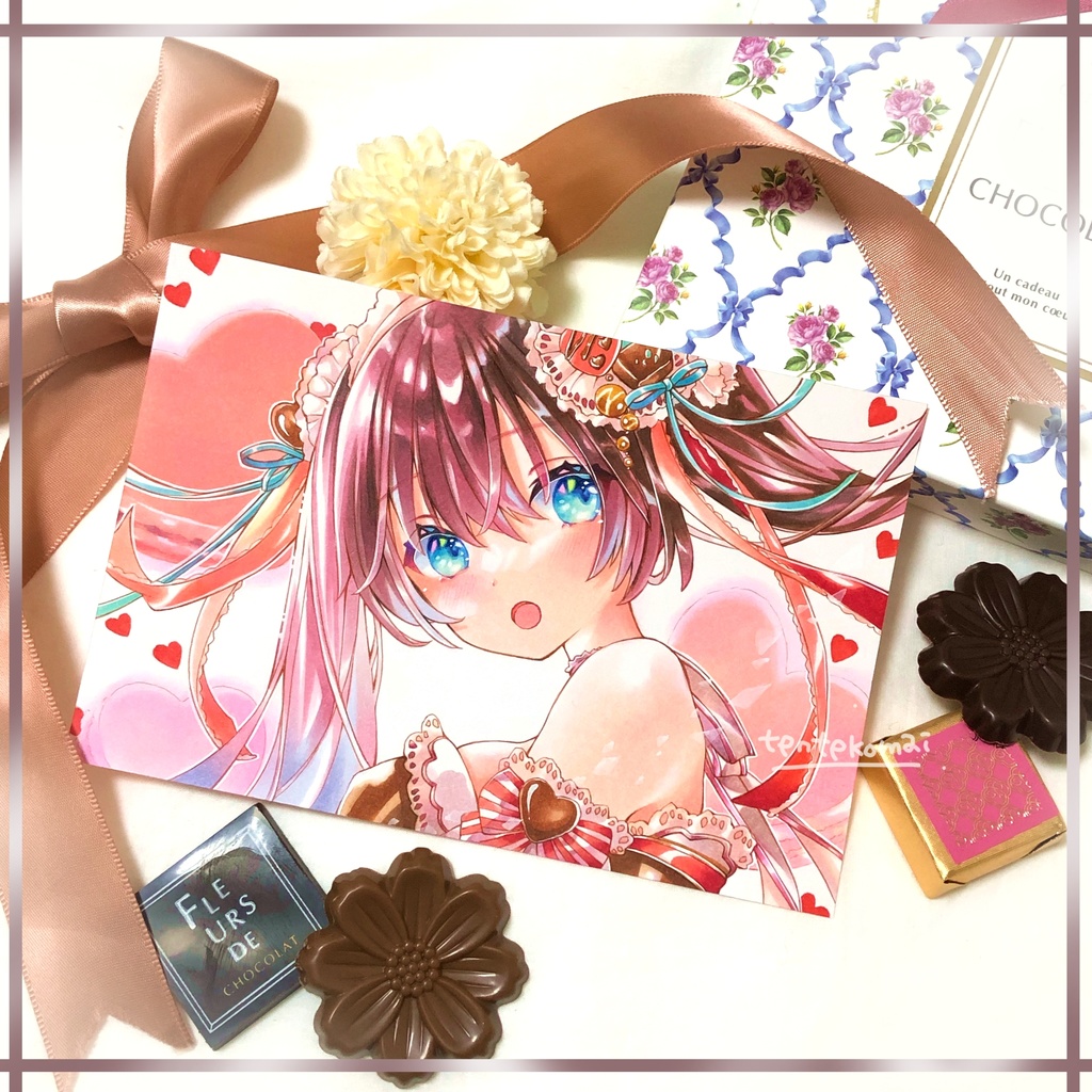 【額装はがきサイズ原画】『戀』原画サイズ100mm×148mm(額装サイズ133mm×180mm)*コピック創作*オリジナル*同人*アナログ絵