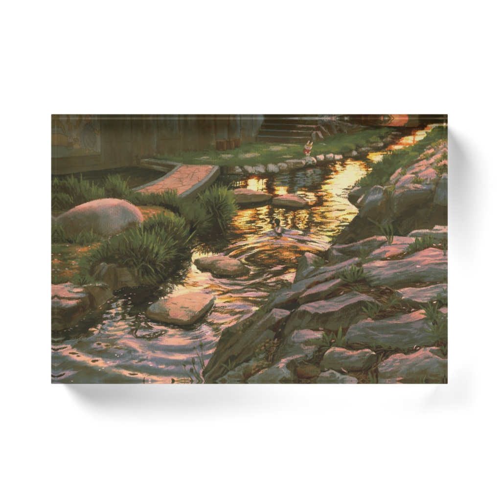 アクリルブロック「ウサチャンと春の川」