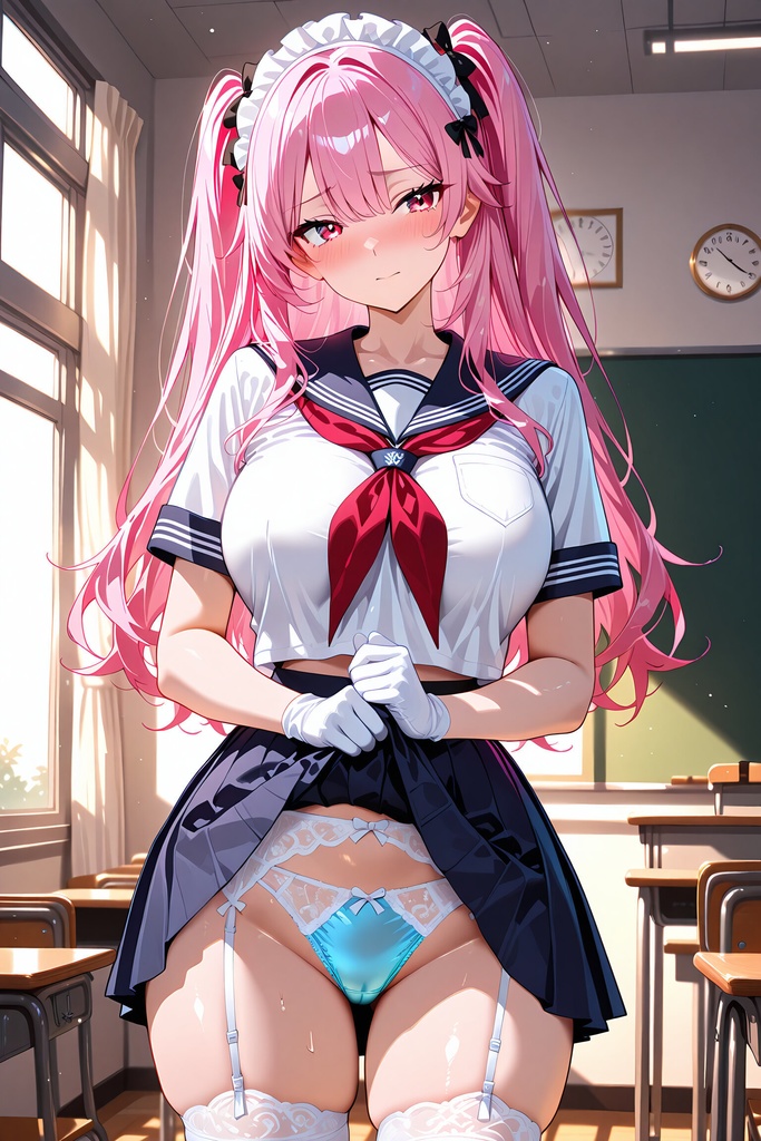 学園祭のセーラーメイドカフェ パンツ見せサービス💕 あーやの場合💖