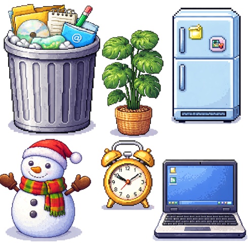 ドット風デスクトップアイコンセット【家具01】