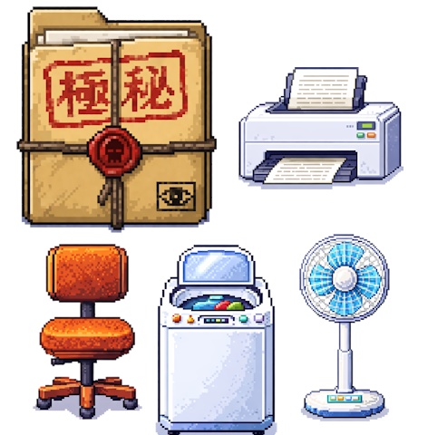 ドット風デスクトップアイコンセット【家具01】