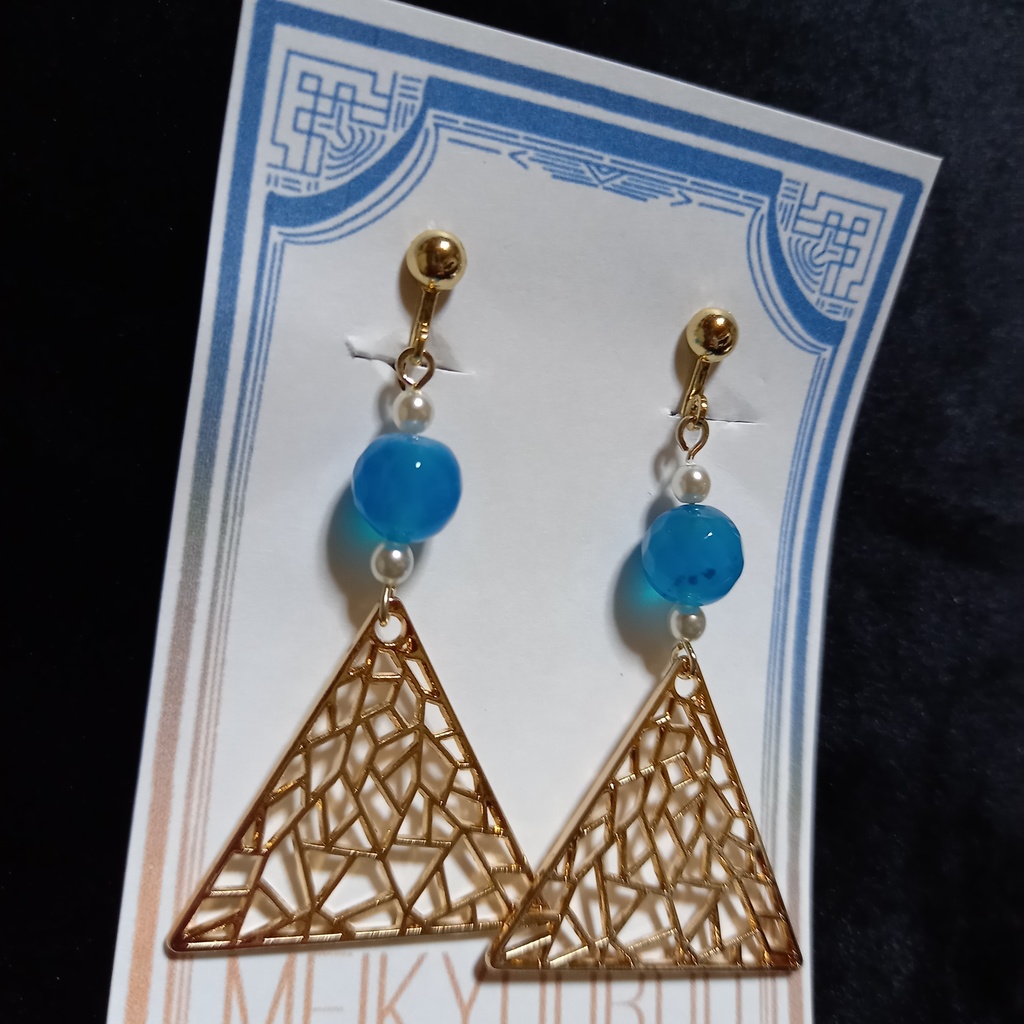 透かしパーツ×瑪瑙イヤリング