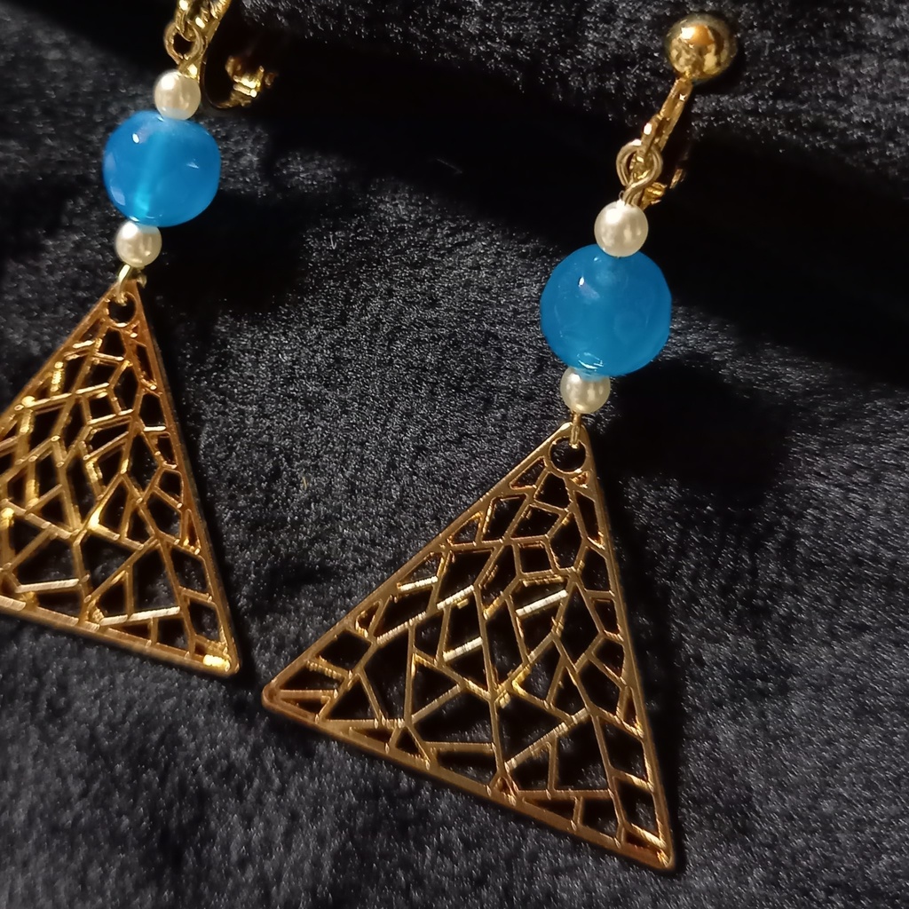 透かしパーツ×瑪瑙イヤリング